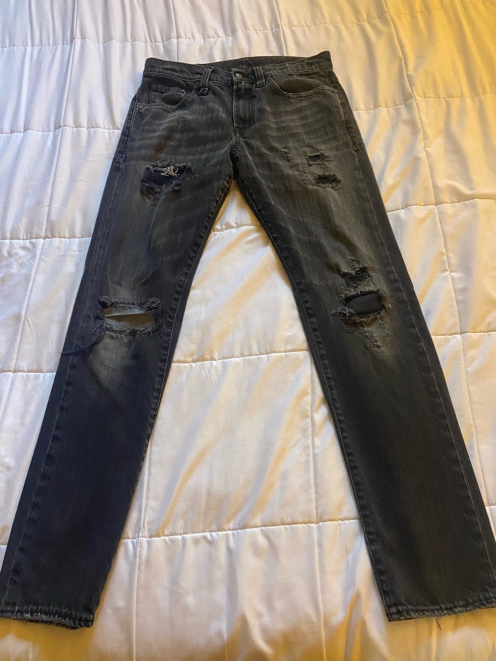 R13 Men's Black Distressed Skinny Jeans